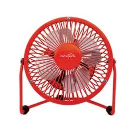 High Velocity Personal Fan USB 110 Volt Red 4 Inch Portable Desk Fan HomePointe