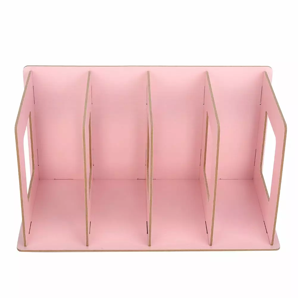 Wooden DIY Desktop Bookshelf Rack Light Pink Students Kids Adults Books DVD Storage Holder Uncle Sam's Grocery Store