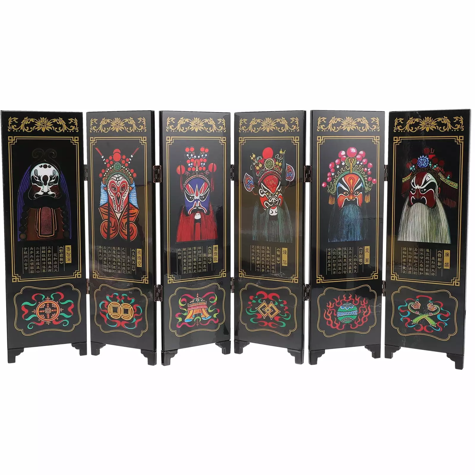 Home Decor Folding Screen Mini Room Panel Desk Top Decor Mini Desktop Screen Divider Small Screen Nationality Wooden NOBRAND