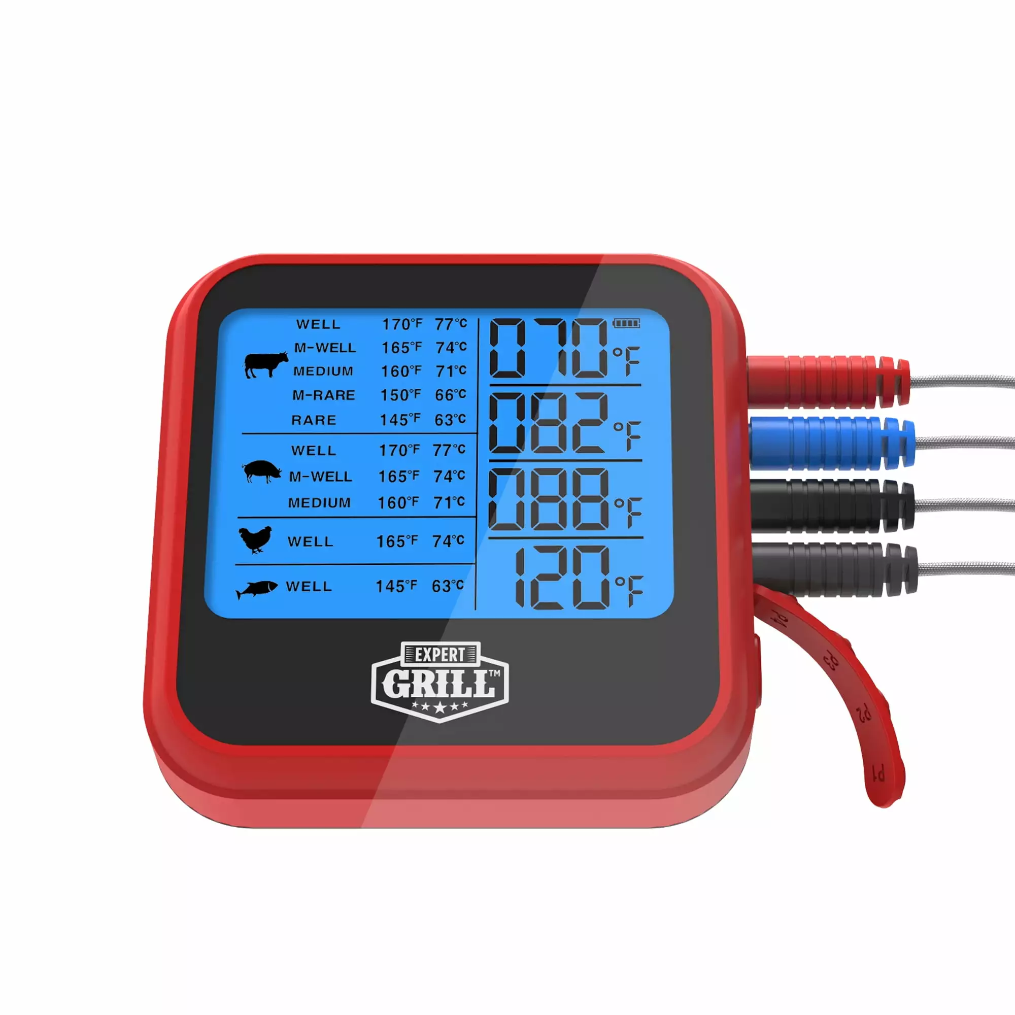 Expert Grill ABS LCD Display Cooking Thermometer 4 Temperature Probes