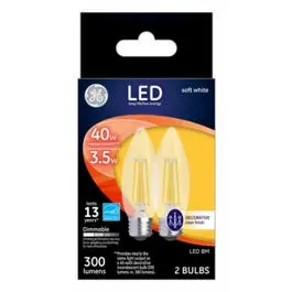 Decorative LED Light Bulbs Dimmable Soft White Clear 200 Lumens 2.5-Watts 2-Pack Vintage Style
