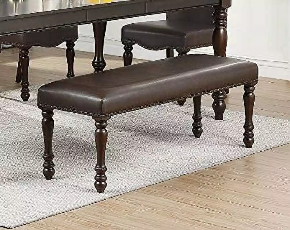 Faux Leather Upholstered Seat Cushion Dining Bench Rubber Wood Benches Amazing Choice