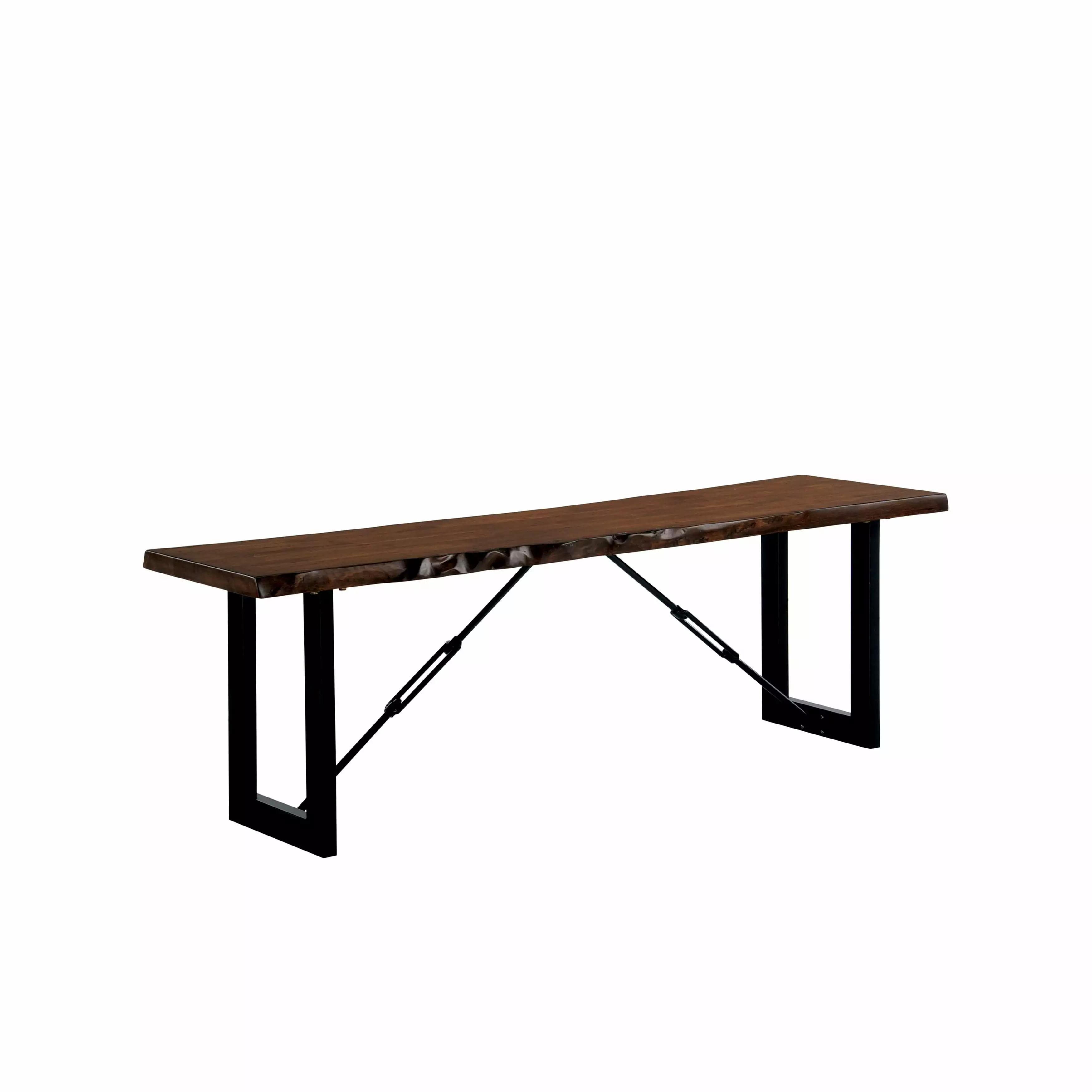 Furniture America Jared Industrial Wood Dining Bench Walnut Finish Benches