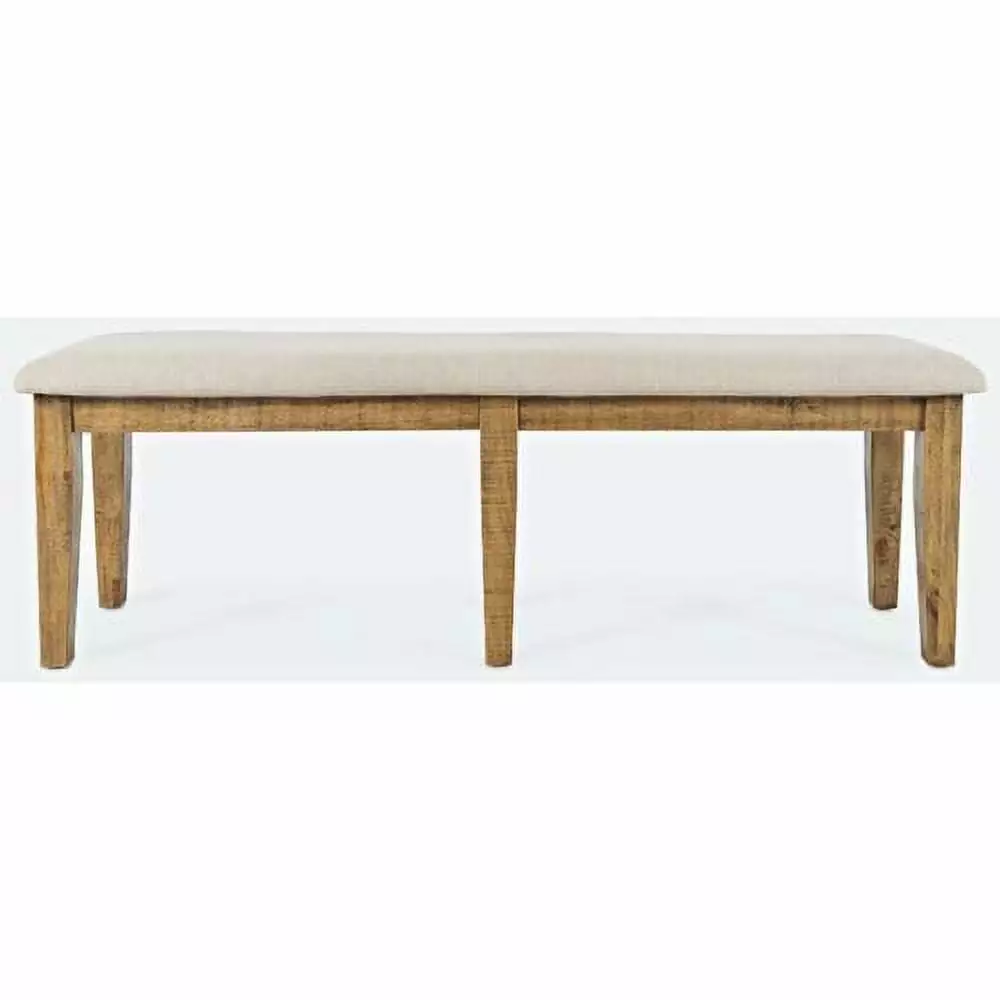 Jofran Telluride Rustic Distressed Pine 55 Upholstered Dining Bench Benches JOFRAN INC.