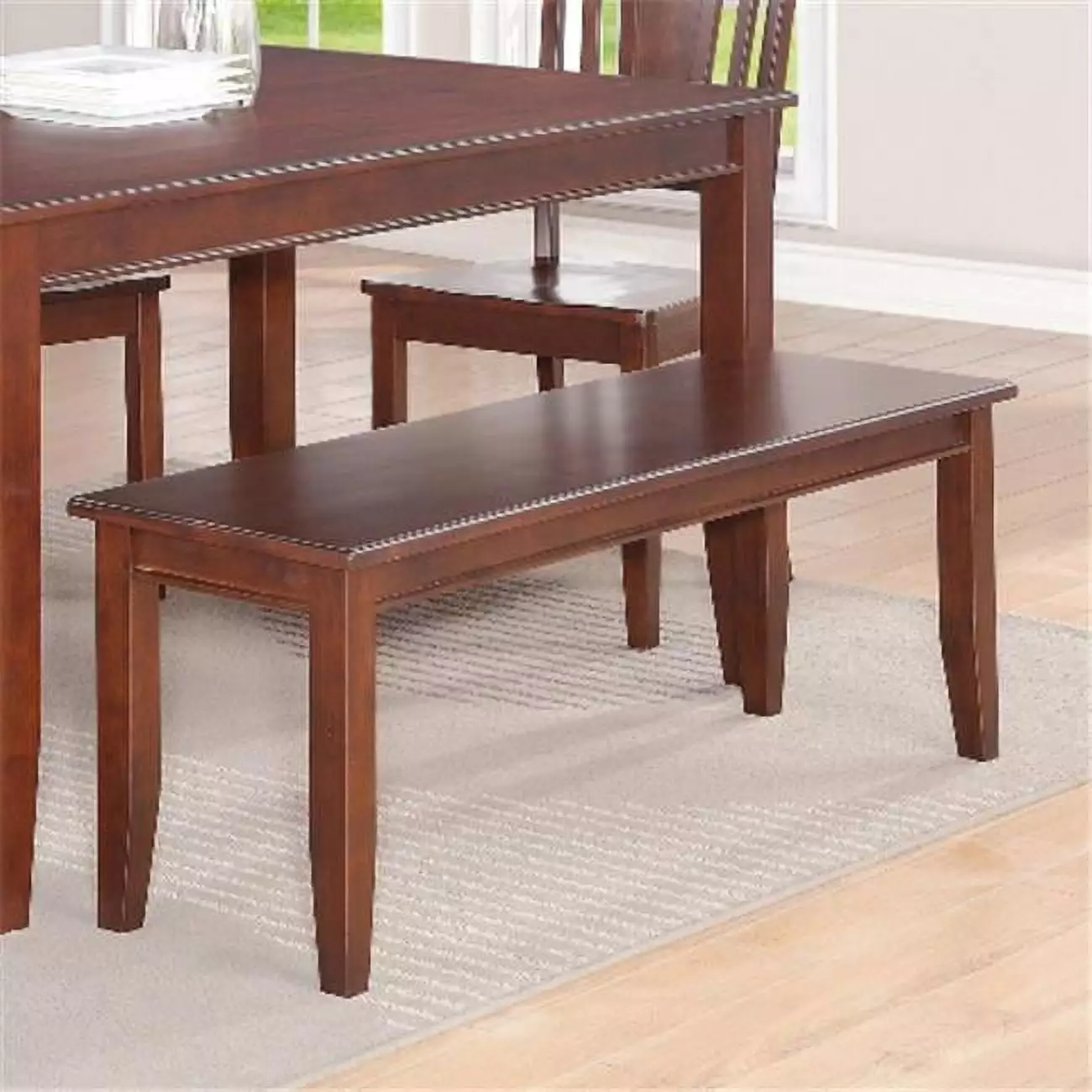 DU-WB-MAH Dudley Dining Bench Wood Seat Mahogany Benches LatestLuxury