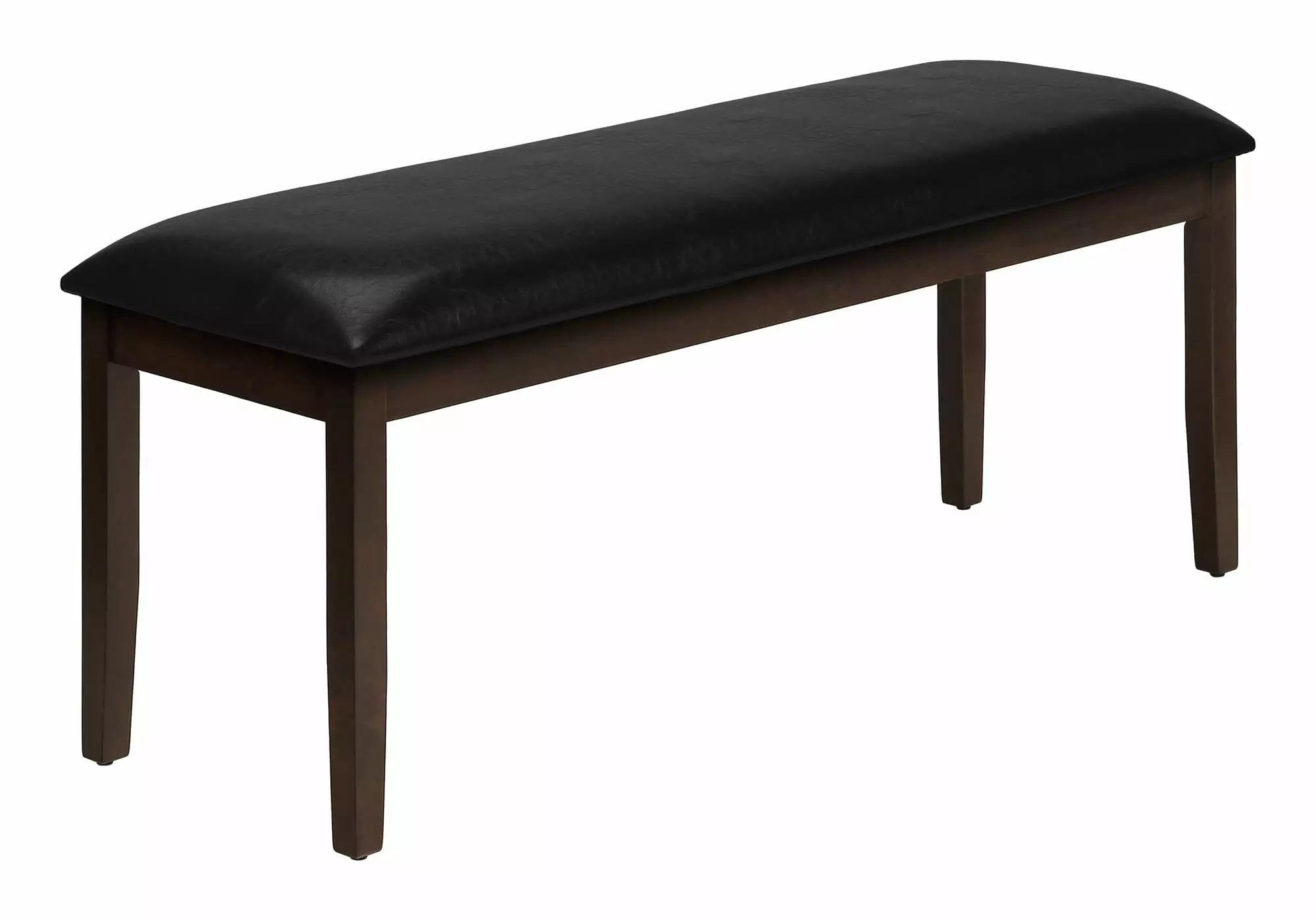 48 Inch Rectangular Upholstered Dining Room Bench Brown Solid Wood Frame Black Leather-Look Transitional Style Benches Mon...