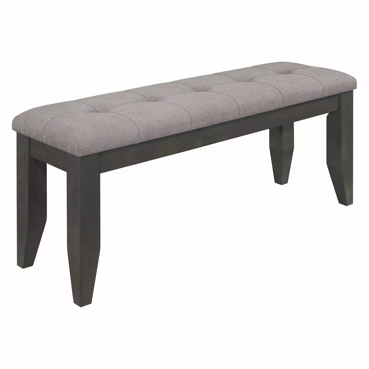 Lyla 47 Inch Rustic Gray Wood Frame Dining Bench Sleek Cushioned Seat Benches Saltoro Sherpi