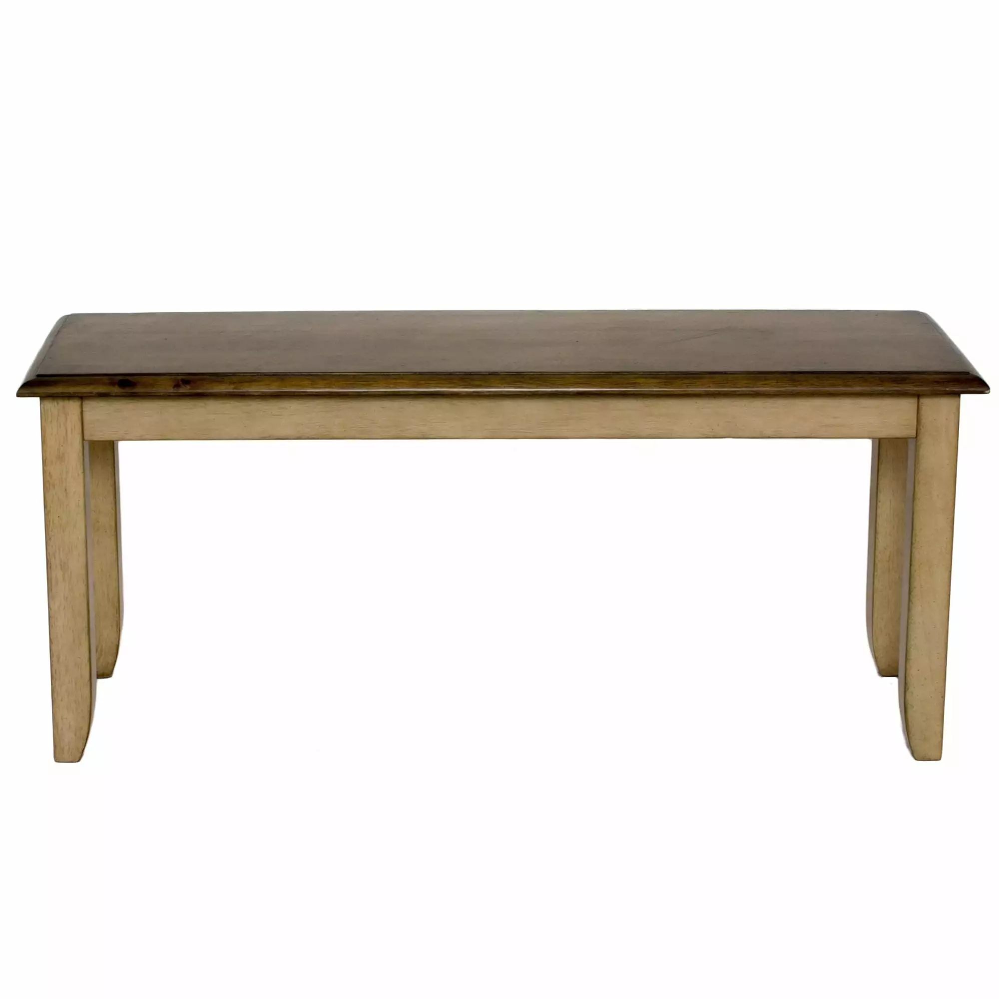 Sunset Trading Brook 42 Inch Farmhouse Wood Dining Bench Light Cream and Warm Brown Benches
