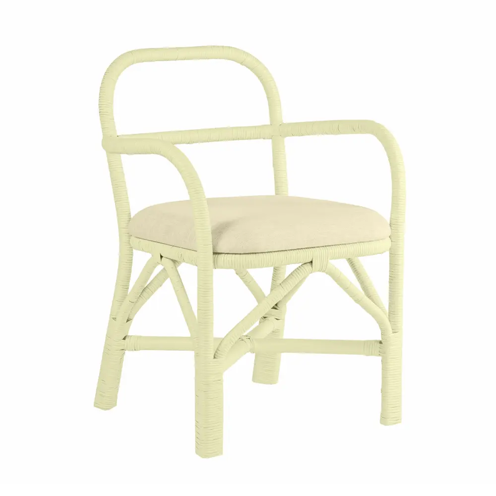 Ginny Cream Rattan Dining Chair Compatible Loveseat