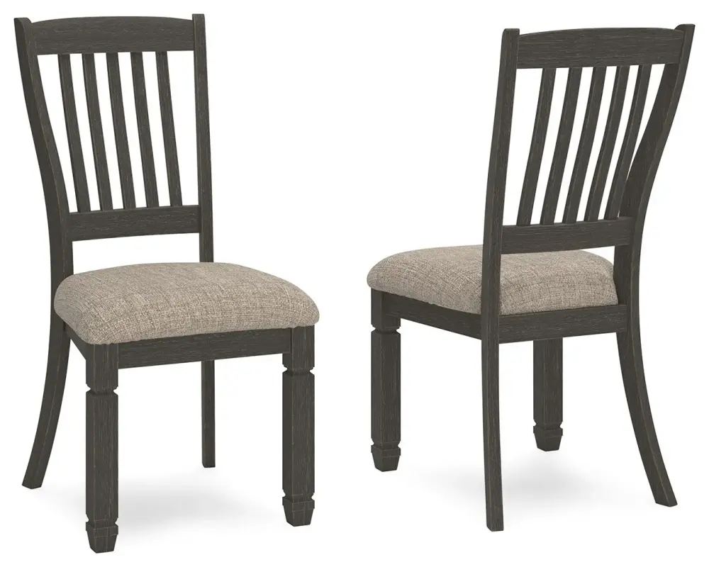 Machine Washable Tyler Creek - Dining UPH Side Chair place 2) - Slatback - Black / Grayish Brown