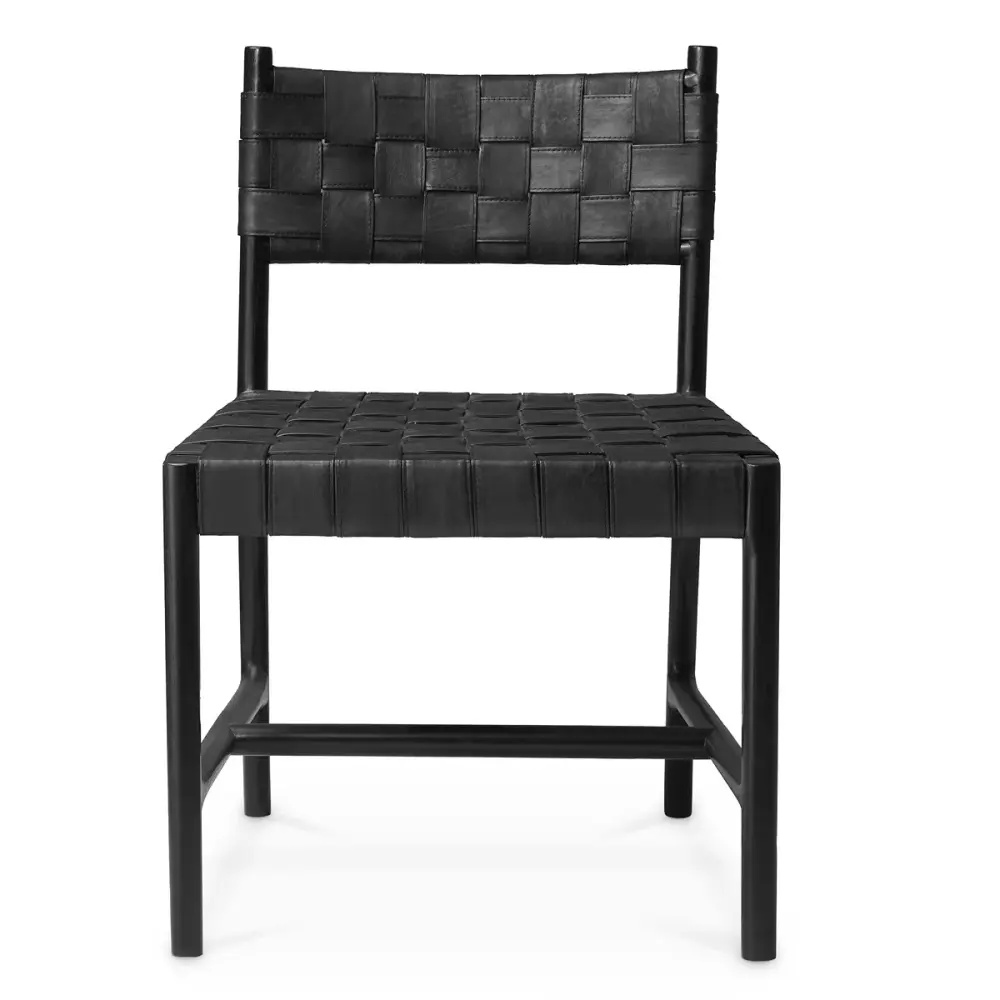 Tiberio Dining Chair - Retro Black Leather Sectional Couches
