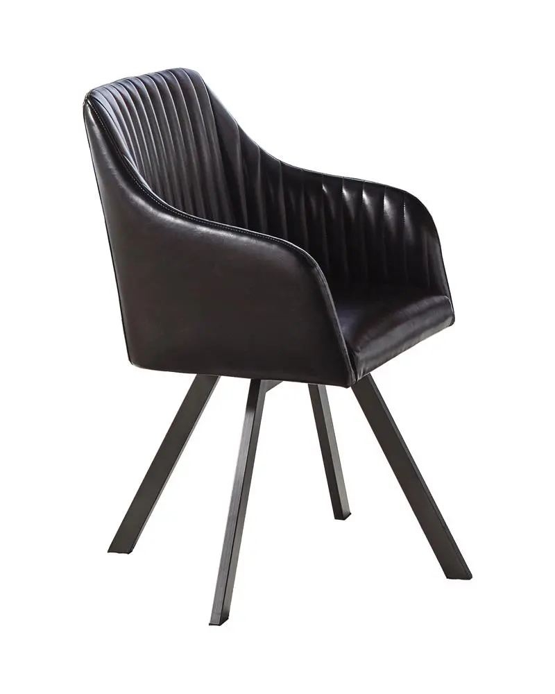 Arika Tufted Sloped Arm Swivel Dining Chair Black and Gunmetal Contemporary Kitchen Seating