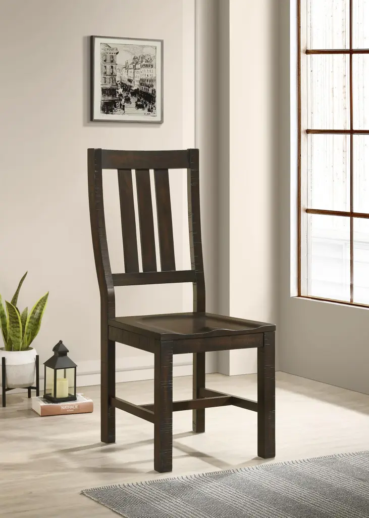 Calandra Slat Back Side Chairs Vintage Java Set 2 Dining Chairs