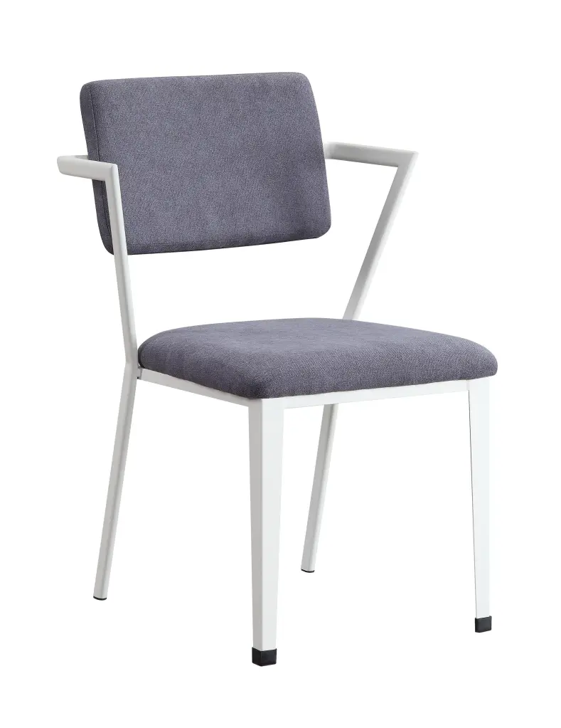 Cargo Gray Fabric White Chair Stylish Dining Room Seating