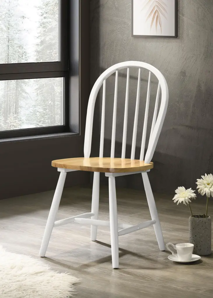 Cinder Windsor Side Chairs Natural Brown and White Set 4
