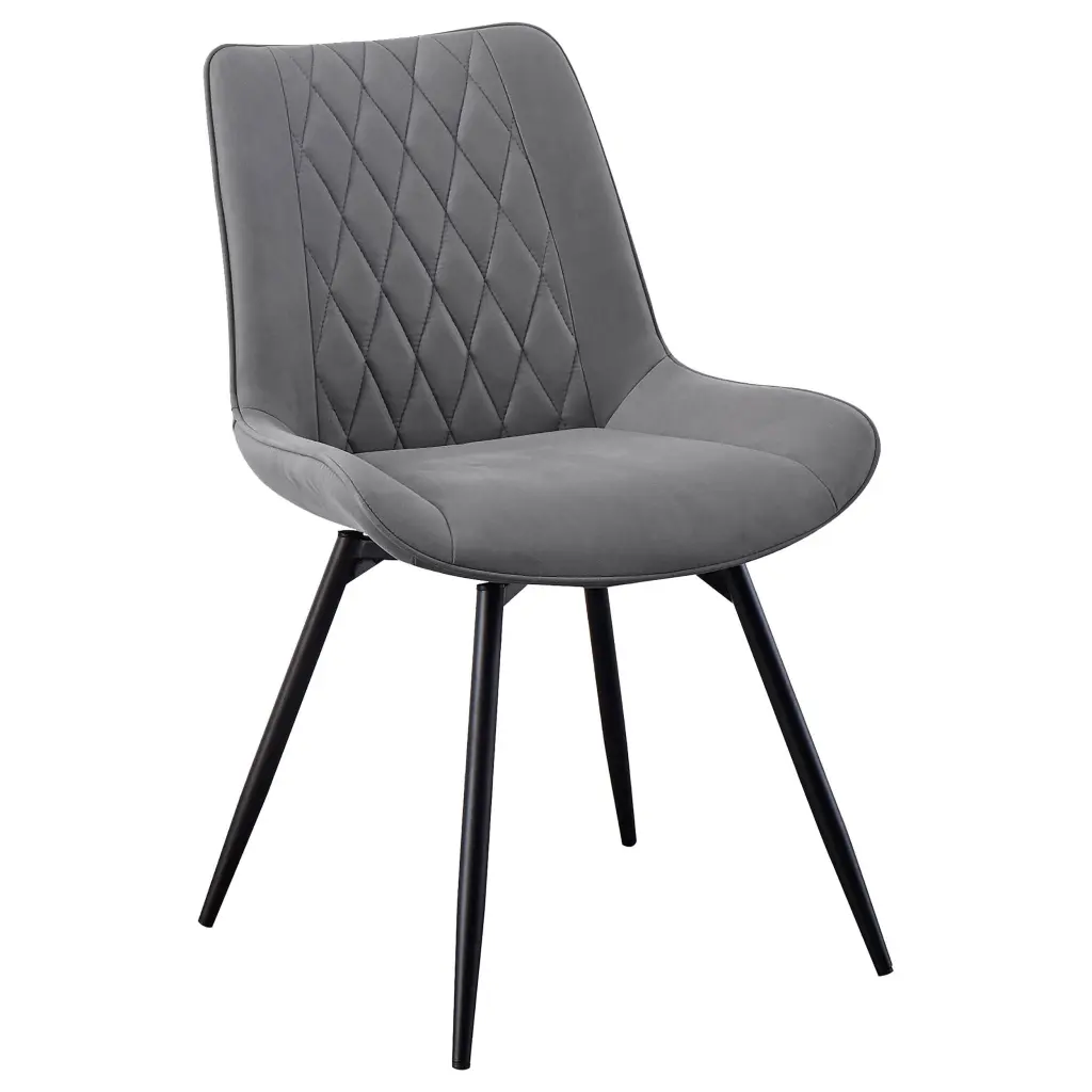 Diggs Upholstered Tufted Swivel Dining Chairs Grey and Gunmetal Set 2 Modern Kitchen Seating
