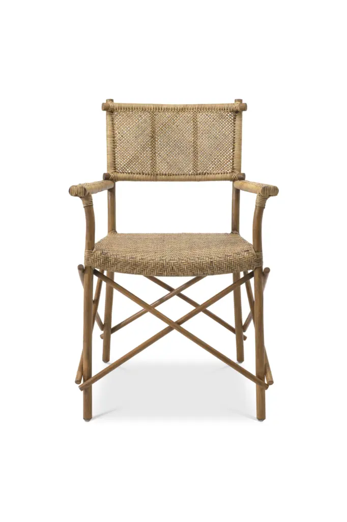 Eichholtz Johor Natural Rattan Dining Chair Boho Chic Kitchen Seating