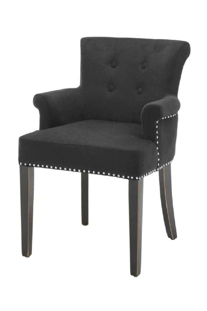 Eichholtz Key Largo Black Cashmere Dining Wingchair Luxury Seating