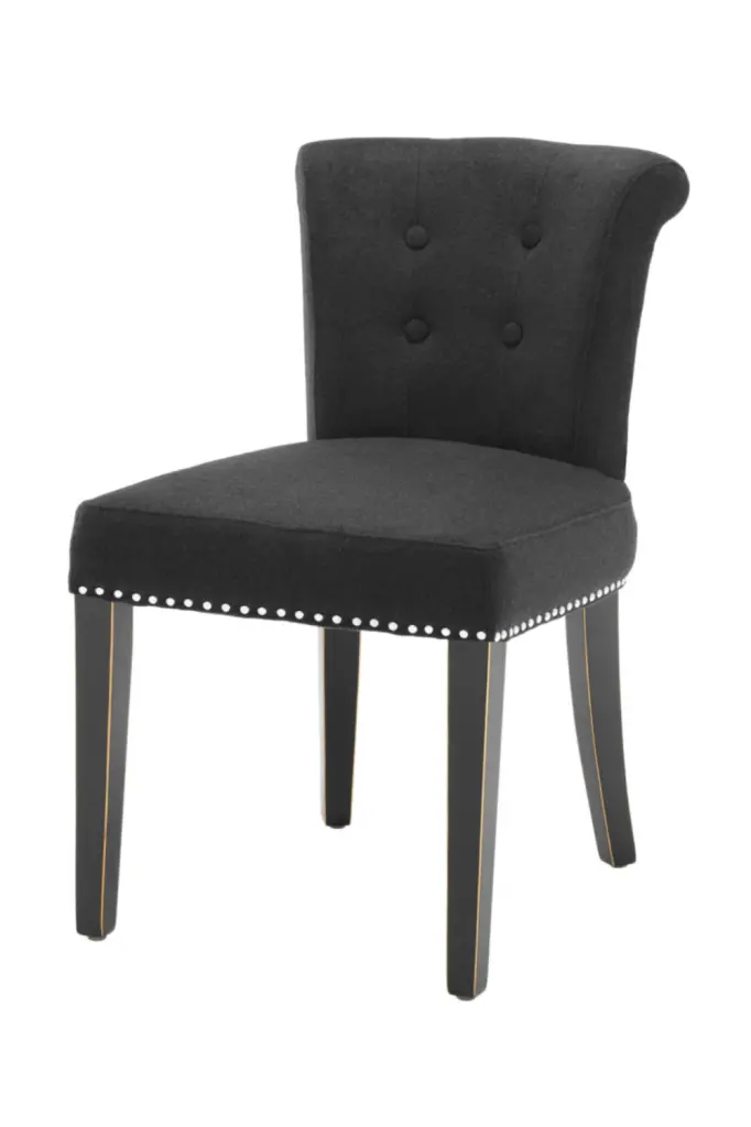 Eichholtz Key Largo Black Cashmere Dining Chair Luxurious Seating