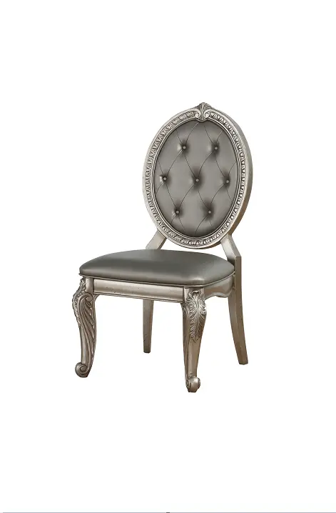 Northville PU Antique Silver Side Chair Elegant Dining Chair