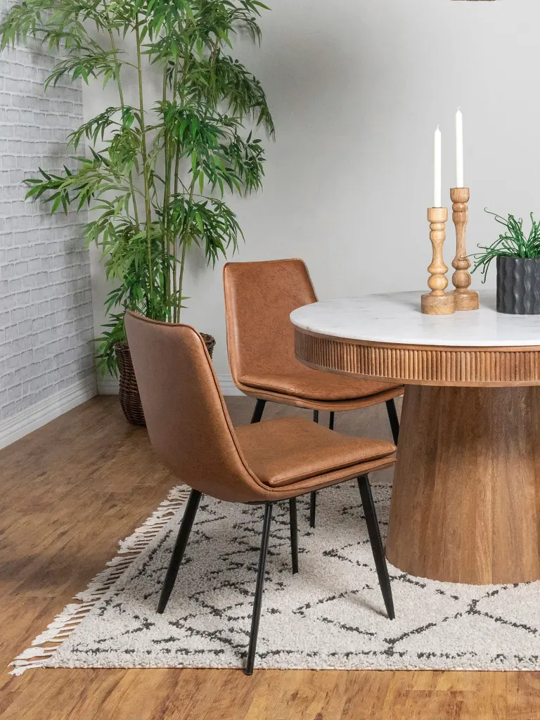 Ortega Padded Seat Solid Back Dining Side Chair Coffee and Black Set 2 - Modern Kitchen Chairs