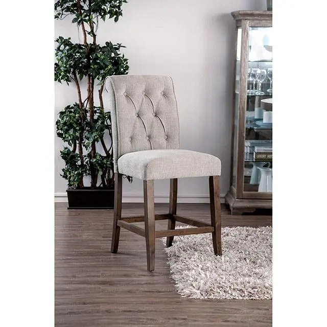 Sania III Beige Rustic Oak Counter Height Chair Set 2