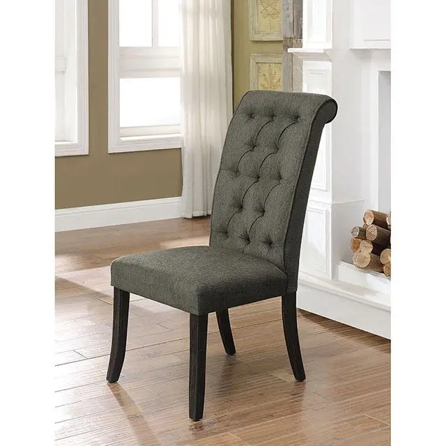 Sania III Gray Antique Black Side Chair Set 2