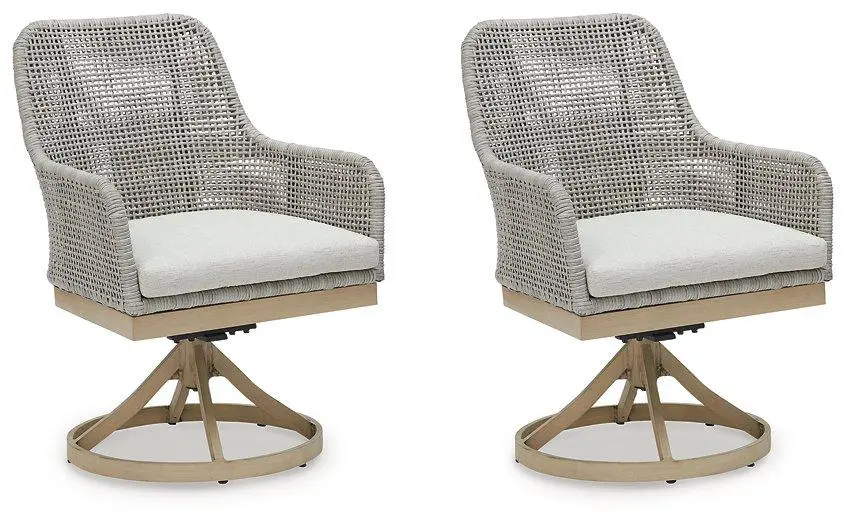 Seton Creek Outdoor Swivel Dining Chair Set 2 Rotating Patio Chairs