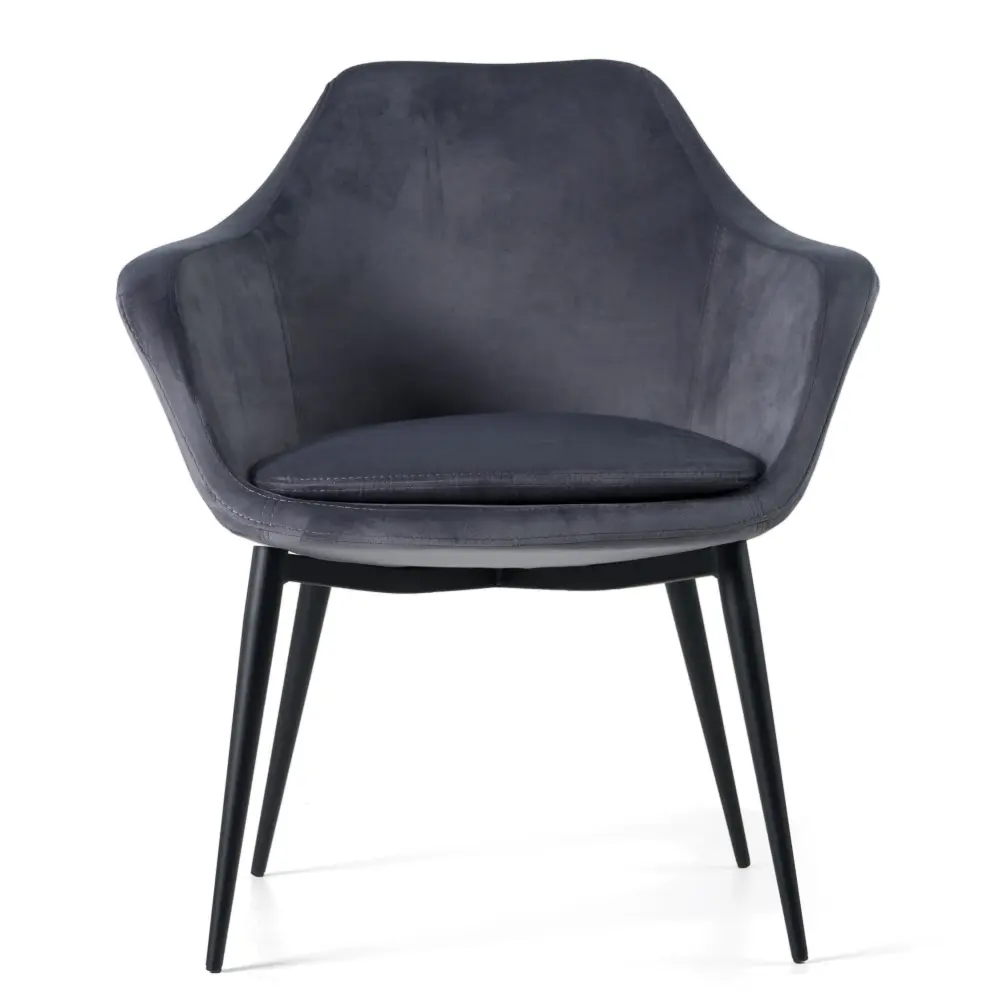 Coastal Entertaining Modrest Wilson - Modern Grey Velvet & Midnight Dining Chair