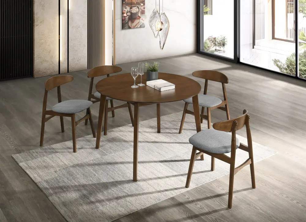 Modrest Castillo Present-day Walnut Round Dining Table