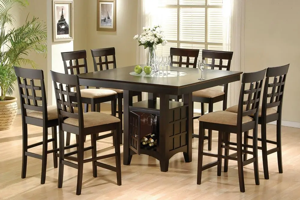 Gabriel 7-Piece Square Counter Height Dining Set Cappuccino Kitchen Table