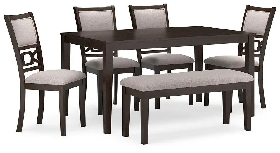 Langwest Dining Table and 4 Chairs and Bench Set 6