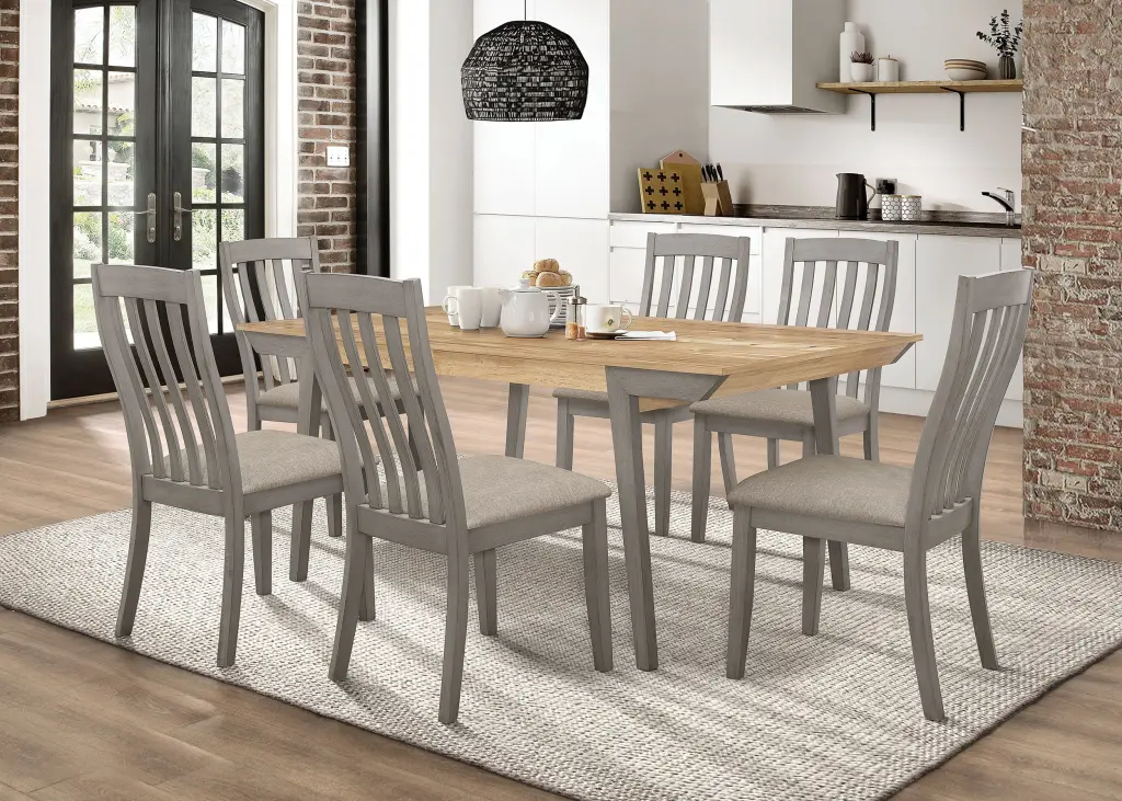 Nogales 7-piece Rectangle Dining Set Acacia and Coastal Grey - Complete Dining Room Set