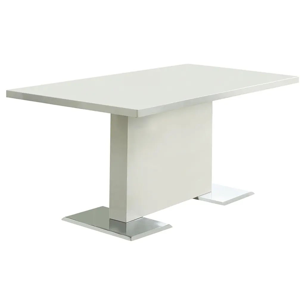 Anges T-shaped Pedestal Dining Table Glossy White Modern Kitchen Table