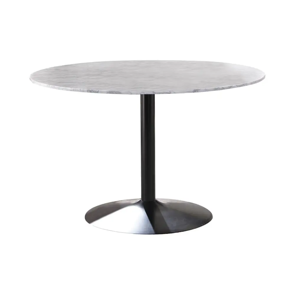 Bartole Round Dining Table White and Matte Black Modern Kitchen Table
