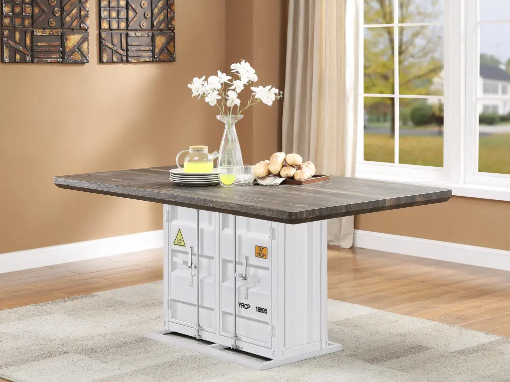 Cargo Antique Walnut and White Dining Table Modern Home Decor