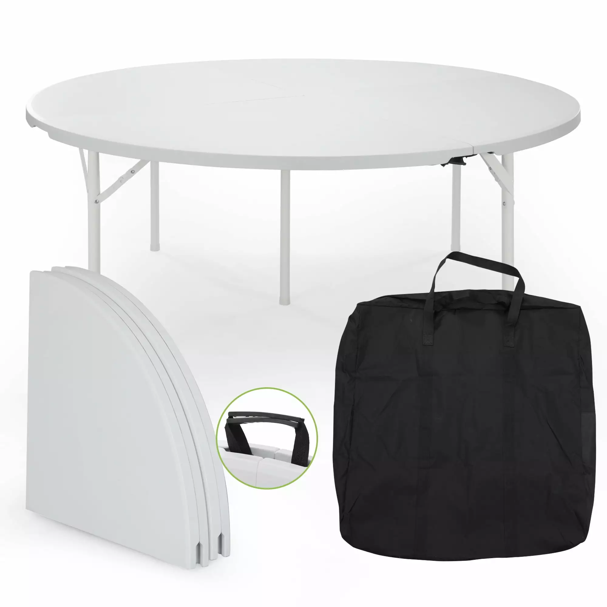 Jaxsunny 5.5ft Folding Dining Table - Versatile Fold--Quarter Round Table Picnic Camping Wedding