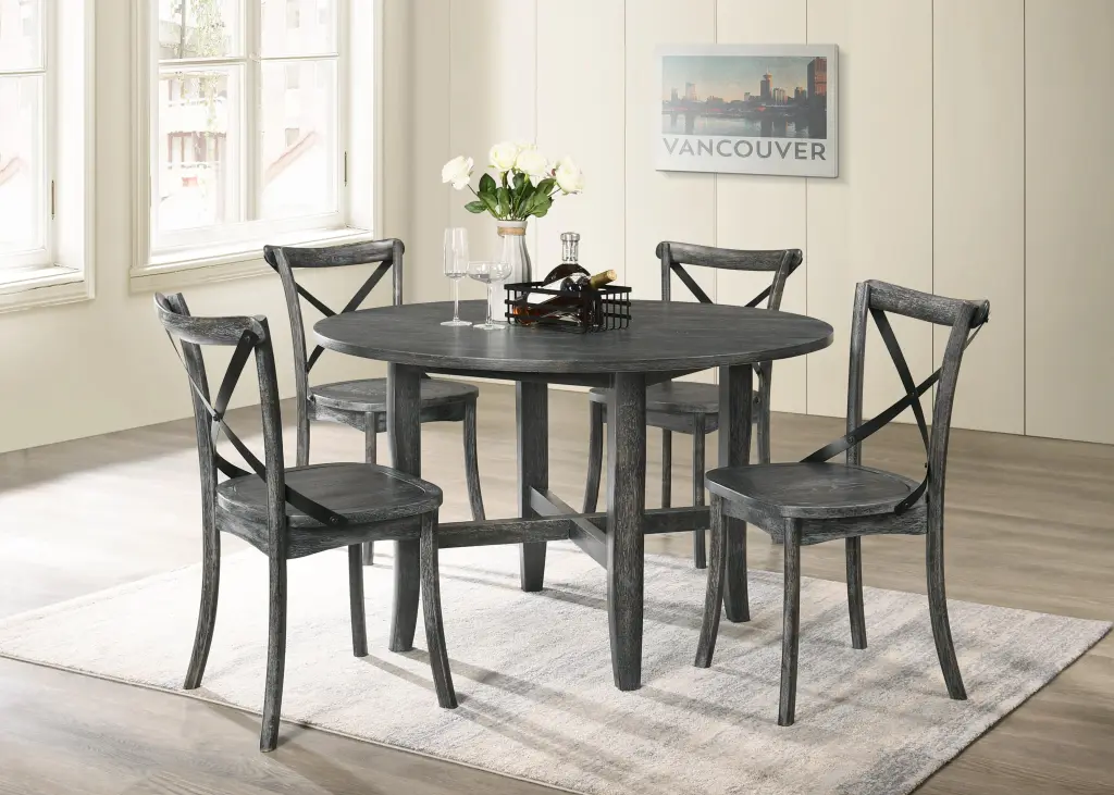 Kendric Rustic Gray Dining Table Extendable Leaf
