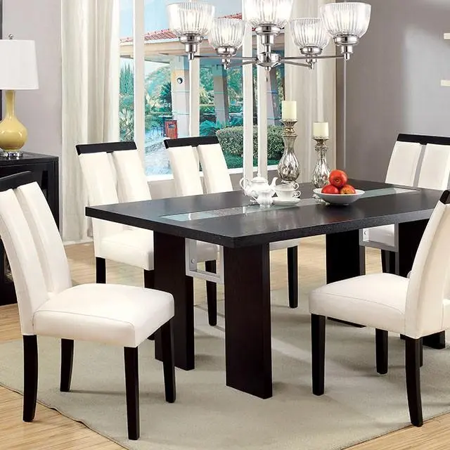 Luminar Black Glass-Insert Dining Table - Contemporary Kitchen Table