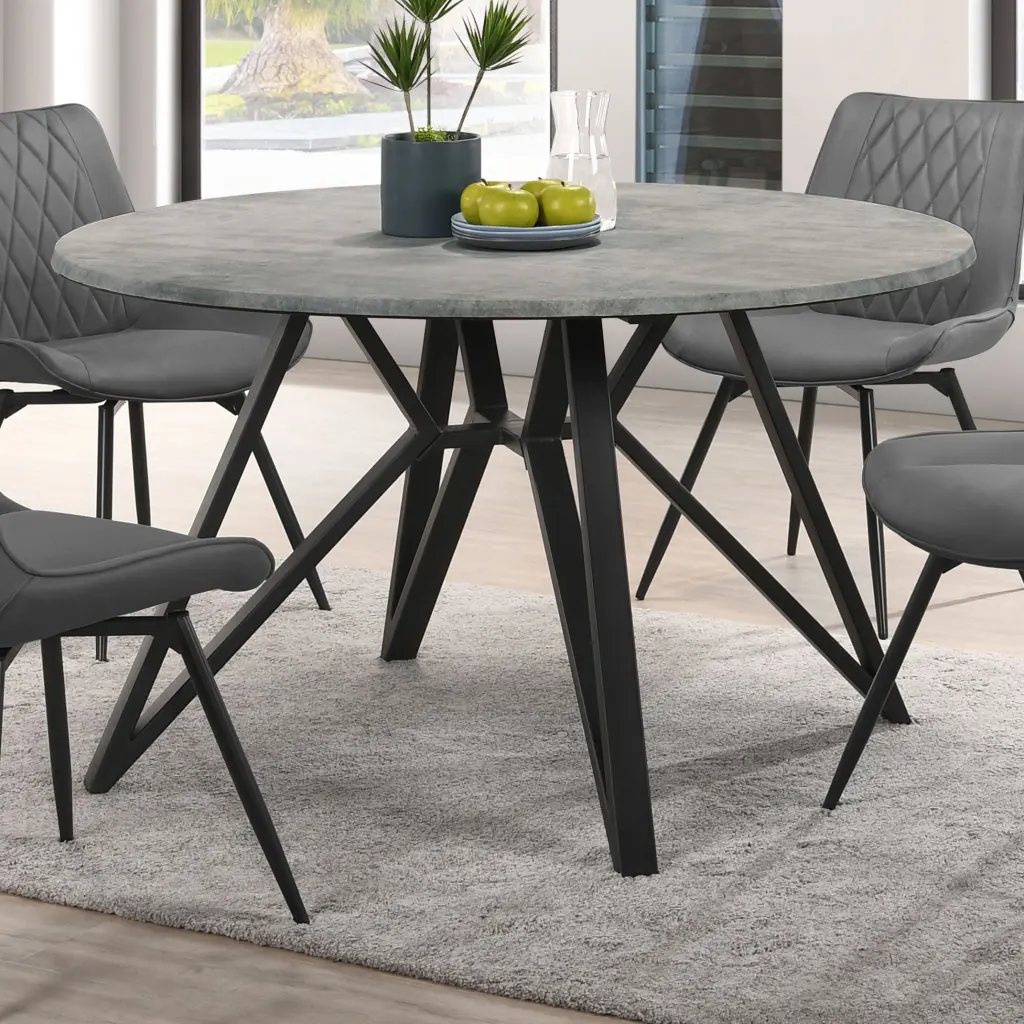 Neil Round Wood Top Dining Table Concrete and Black - Modern Kitchen Table