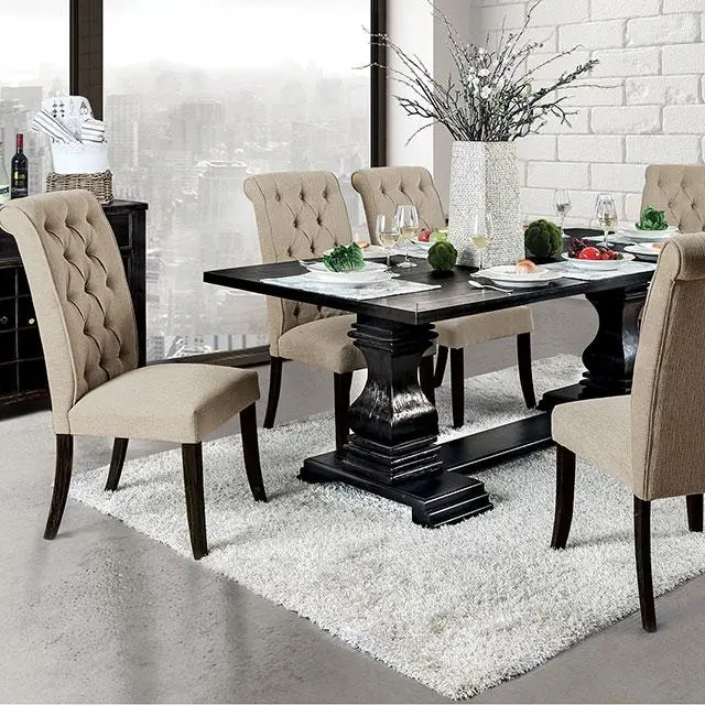 Nerissa Antique Black Dining Table Rustic Kitchen Table