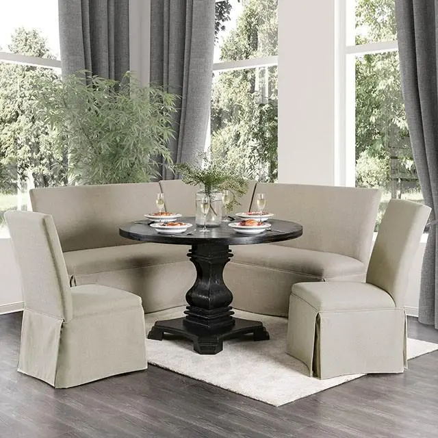 NERISSA Antique Black Round Table Vintage Kitchen Table