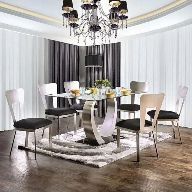 Nova Silver Black Dining Table Modern Kitchen Table