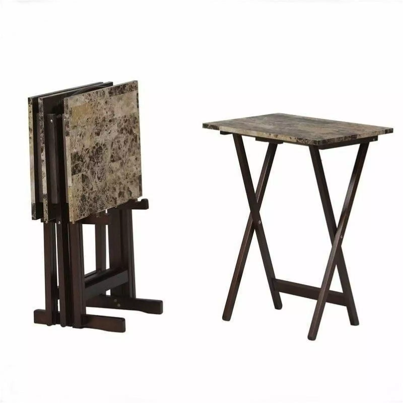 Pemberly Row Faux Marble Table Set Brown