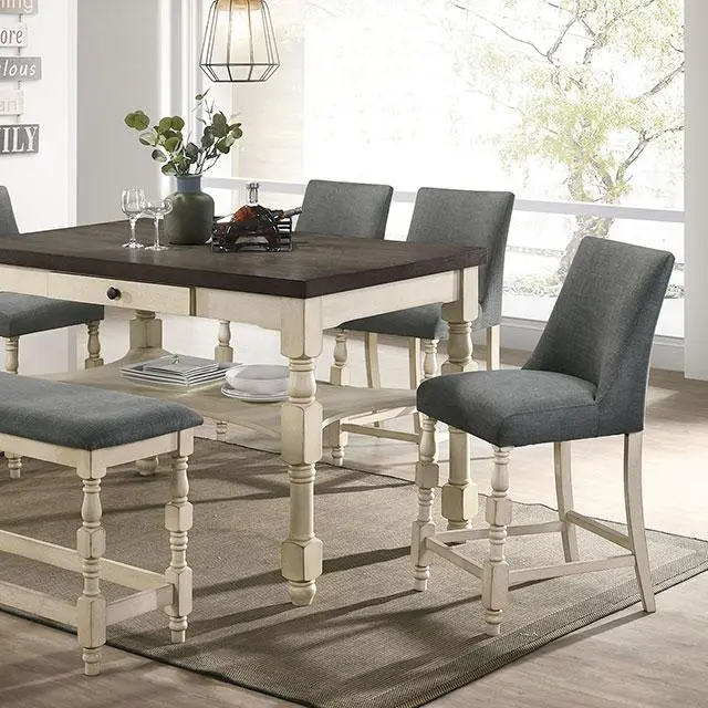 PLYMOUTH Counter Height Table - Rustic Wood Kitchen Breakfast Table