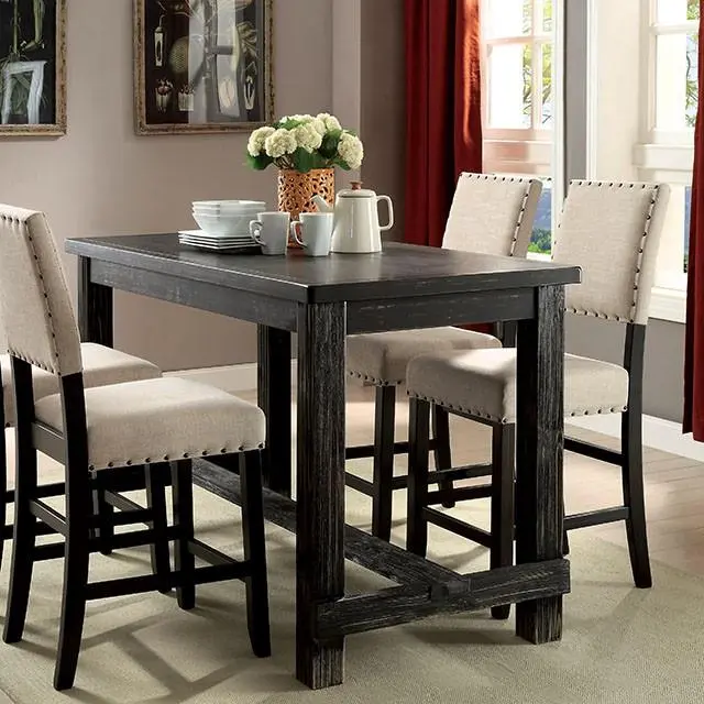 Sania III Antique Black 60 Inch Counter Height Table Dining
