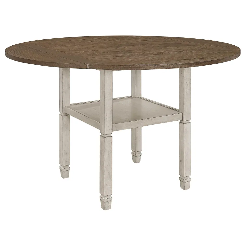 Sarasota Counter Height Table Shelf Storage Nutmeg and Rustic Cream Kitchen Table