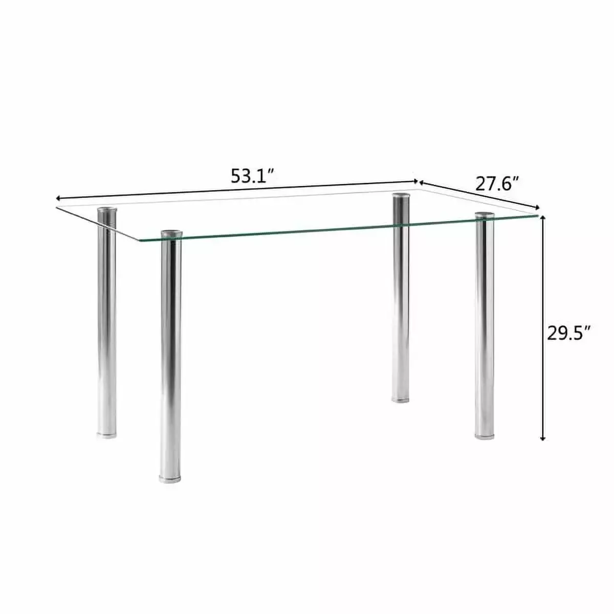 Simple Assembled Transparent Glass & Iron Dinner Table - Replacement Code 41827204 YTTX