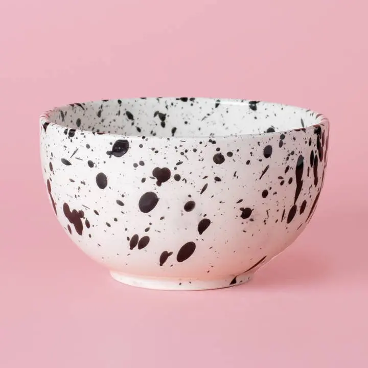 Ceramic Breakfast Bowl / Black and White Galaxia