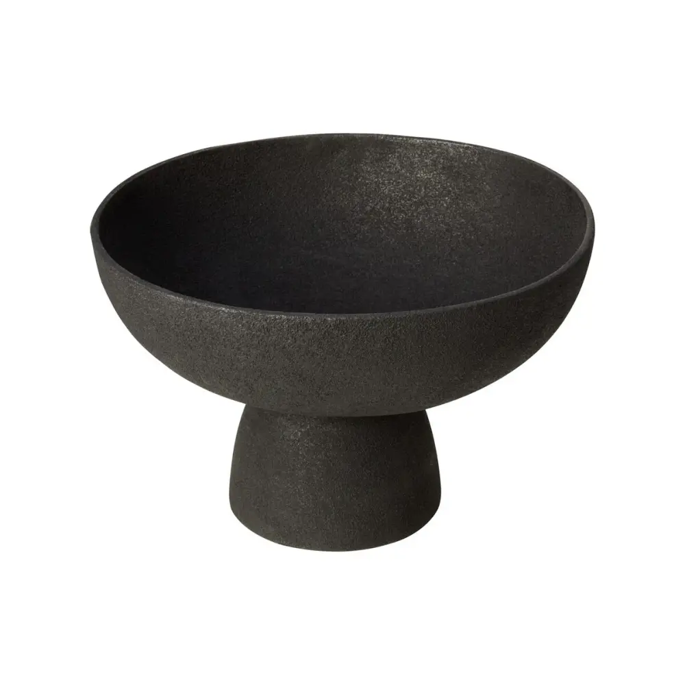Deriva Large Grainy Pedestal Bowl - Black